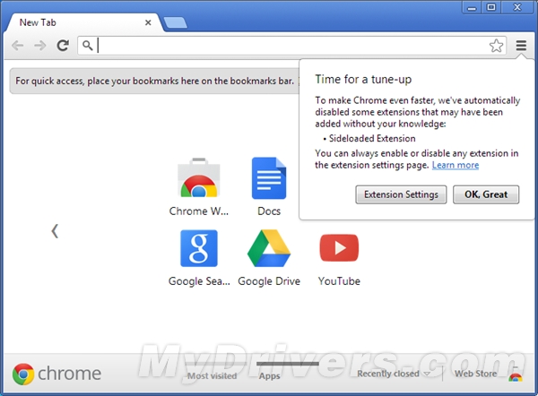 Chrome25将自动禁用偷偷安装的扩展